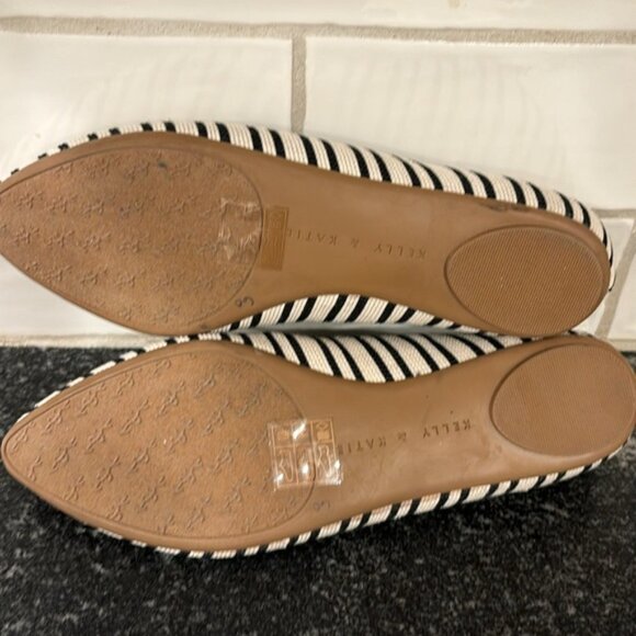 Kelly & Katie White / Black Stripes‎ Pirassa Ballet Flats size 6.5 New - Picture 5 of 7